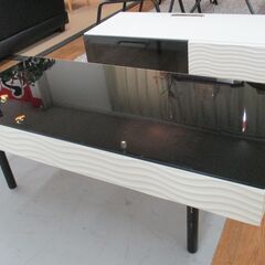 R483 モダントップガラス 引き出し付 リビングテーブル、センターテーブル、幅105cm Used・美品