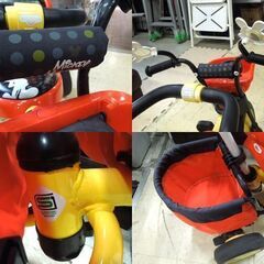 アイデスカーゴ 三輪車 ミッキー コントロールバー付 レッド×ブラック ベビー キッズ 札幌市東区 新道東店の画像