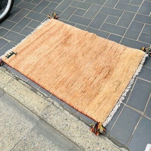 【武蔵小山店】 ギャッペ　ギャッベ　絨毯　イラン　大判　ソファ前　天然　ウール　100%  黄色系　イエロー系　ペルシャ　ギャべ　gabbeh gabbe