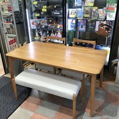 ダイニングセット 4人用 木製 ナチュラル W(幅)150.0×D(奥行き)80.0×H(高さ)70.0cm ※クリーニング済み