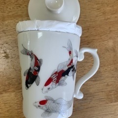 台華窯　錦鯉マグカップ　茶こし、蓋付き　新品の画像