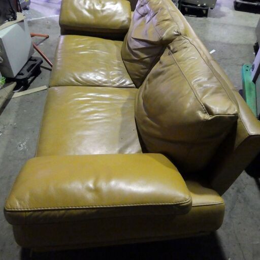 Q174【手渡しのみ】定価45万位　IDC OTSUKA(大塚家具)　Domicil　3人掛け　レザーソファー　中古　現状　/20