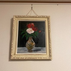 額縁いり油絵花