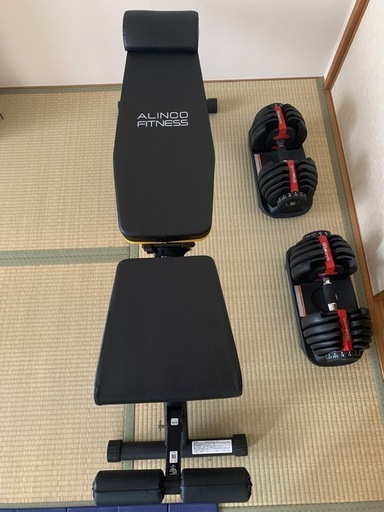 可変式ダンベル + トレーニングベンチセット