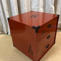 美品　民芸品　根来塗「三引き出し」の画像