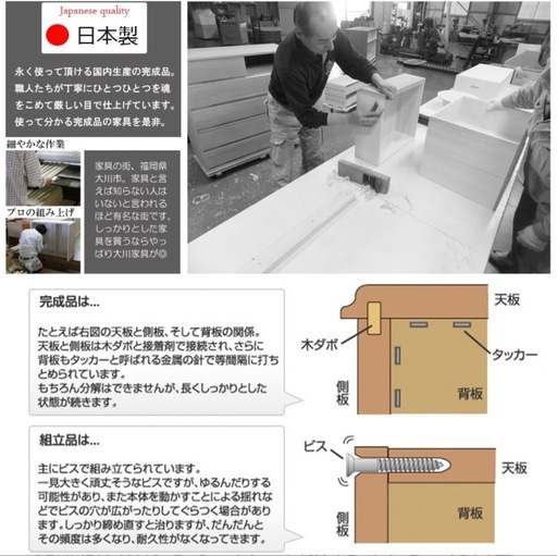 日本製・完成品・ローチェスト 洋服タンス 白 幅120 3段