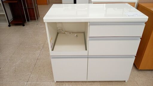 ★ジモティ割あり★ 株式会社パモウナ レンジ台 白 H85×D50×W90 クリーニング済み TJ7622