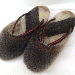 アザラシ 海豹 毛皮 防寒 草履 アウトソール:約24.5cm ...