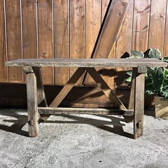 【SALE中⭐️】古い 木製 ベンチ 長椅子 幅92cm 花台 飾り台 腰掛け 古道具 昭和レトロ 古家具