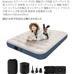 【新品&未開封品】　バッテリー内臓、内臓ポンプ式エアーベット(ダ...