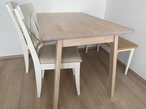 【使用半年】ダイニングテーブルセット（テーブル・椅子・ベンチ）　バラ購入可