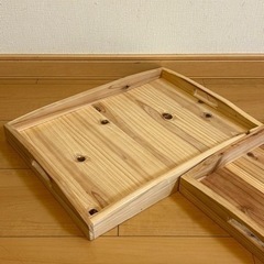 手作り家具　木製トレー　陳列トレー　二枚セット(スタッキング)