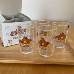 リラックマ　グラス４個セット➕ミスドのお皿2枚