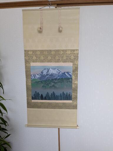 今井武久 暁春乗鞍  掛け軸　4521