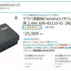 【新宿区手渡し】ヤマハ発動機(Yamaha)リチウムイオンバッテリー ヤマハYPJ専用 2.4Ah X0N-82110-01【純正品】の画像