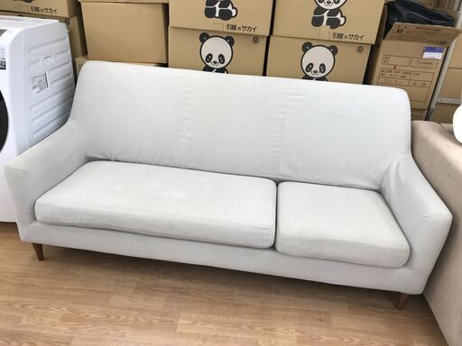 ★ジモティ割あり★  3人掛けソファ アイボリー クリーニング済み KJ5754