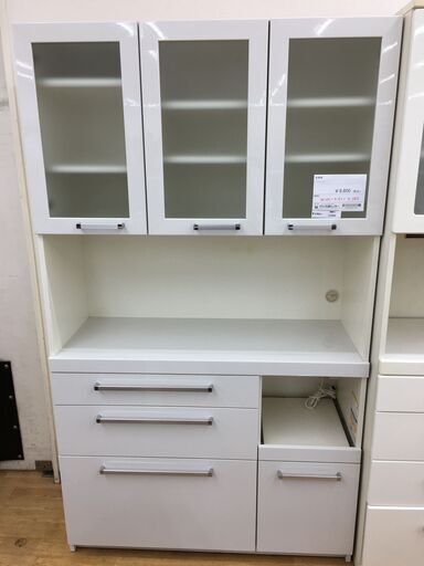 ★ジモティ割あり★  食器棚 ホワイト W105×D43×H180 クリーニング済み SJ6303
