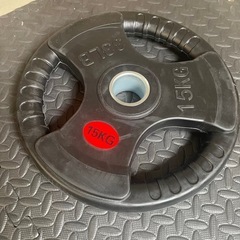【新品】バーベルプレート 15kg ラバー オリンピックシャフト...