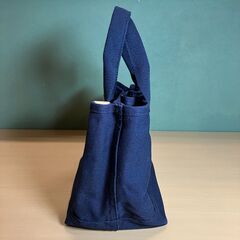 DOT & STRIPE 間仕切りミニトートバッグ（ネイビー）の画像