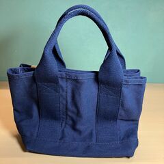 DOT & STRIPE 間仕切りミニトートバッグ（ネイビー）の画像