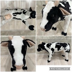 牛　オットマン　オブジェ　座れる　ぬいぐるみ　スツール