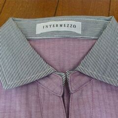 定価12000円　INTERMEZZOインターメッツォ　襟切り替え半袖ポロシャツ　Sサイズ　ピンクパープルの画像