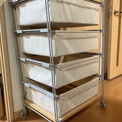 【無料でお譲りします】無印の帆布バスケット付き収納ラック