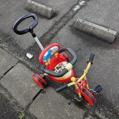 ミッキーマウス 手押し付き 三輪車 ディズニー三輪車 転落防止の...