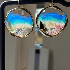 海アートピアス。1 個。ステンレス。の画像