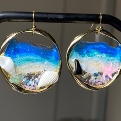 海アートピアス。1 個。ステンレス。
