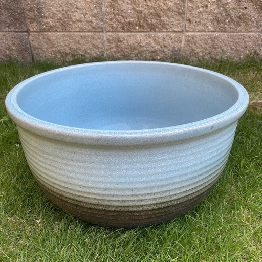 睡蓮鉢　17号　51cm 陶器睡蓮鉢　Lサイズ　水色大型 大 睡蓮鉢 水蓮鉢 陶器 金魚鉢 メダカ鉢 庭 ガーデニングビオトープ
