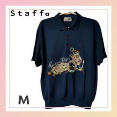 メンズ　半袖シャツ　M　紺色　