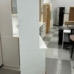 ★ジモティ割あり★  レンジボード 白・茶 H180×D42×W90 クリーニング済み TC821 ☆ジモティ割あり☆ レンジボード 白・茶 H180×D42×W90