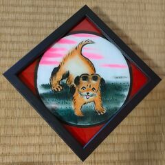 凧絵 額縁付 犬 狆 ねぶた絵 津軽凧 土佐凧 絵