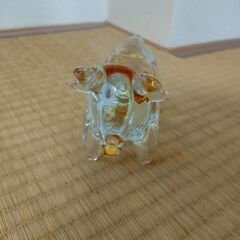 牛 月夜野工房 上越クリスタル硝子 ガラス 置物 オブジェの画像