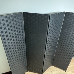 ぼん家具 パーテーション 4連 高さ174cm 折りたたみ 黒 ブラックの画像