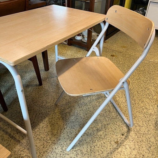 《売約済》【武蔵小山店】 無印　Muji　無印良品 ナチュラル 壁面収納 北欧　折りたたみ　折り畳み　デスク　チェア　机　テーブル　イス　椅子　セット　スチール　パイプ　スチールパイプ