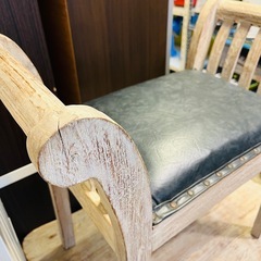 《売約済》【武蔵小山店】 オールドチーク　チーク無垢材　クラブチェア　カルティニチェア　アンティークウォッシュ　ホワイト　検　ヴィンテージ　ビンテージ　アンティーク　イス　椅子　ベンチ　スツール　の画像