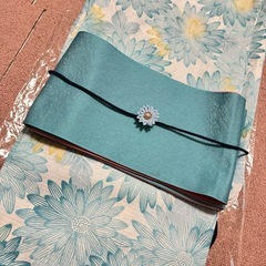 浴衣　新品未使用　水色　ブルー　花柄　セット