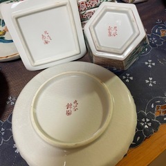 九谷焼/永泉等/小鉢揃/角小皿/平皿各5点セット　計15点　まとめての画像