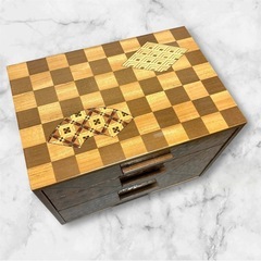 値引き/箱根寄木細工▪️3段引き出し収納ボックス　伝統工芸品　昭和レトロ 箱根寄木細工❤3段引き出し収納ボックス 伝統工芸品 昭和レトロ