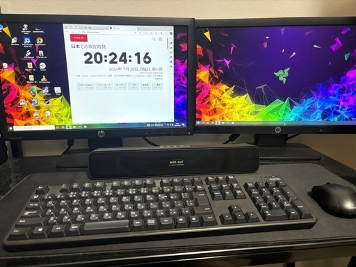 超小型パソコン＋ 20型ワイド モニター２台 ＋ モニターアーム