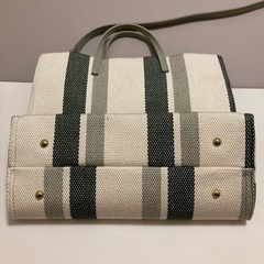ストライプ　ショルダー　トートバッグ　グリーンの画像