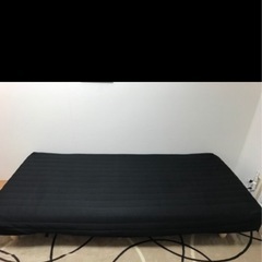 ベッド、冷蔵庫、電子レンジ、無印収納ボックス、姿見、ストレッチポ...
