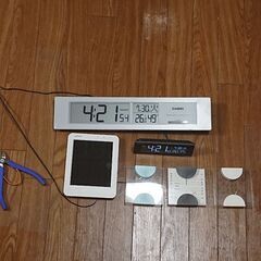 終了／31日19時／ 温度計 湿度計 電波時計 カシオ セット 店舗 事務所 インテリア お洒落 置き時計の画像