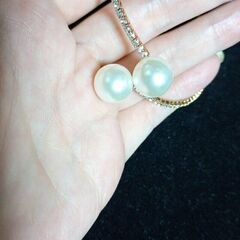 ラインストーンフェイクパールブレスレット　ほぼ未使用の画像