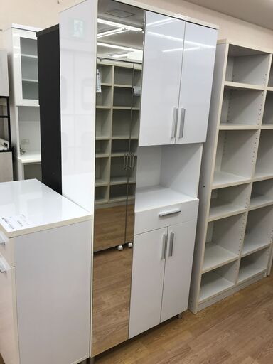 ★ジモティ割あり★  シューズボックス ホワイト H185×W73×D38 クリーニング済み KJ5781