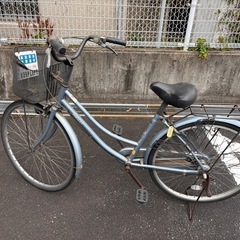 自転車　26インチ　水色　カゴあり、鍵あり