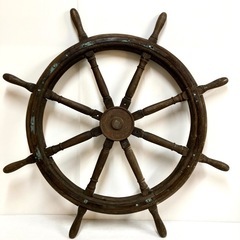 【直接引き取り限定】特大！◆木製ラット◆船舶用ハンドル 舵 大型舵輪 直径120cm 店舗ディスプレイの画像
