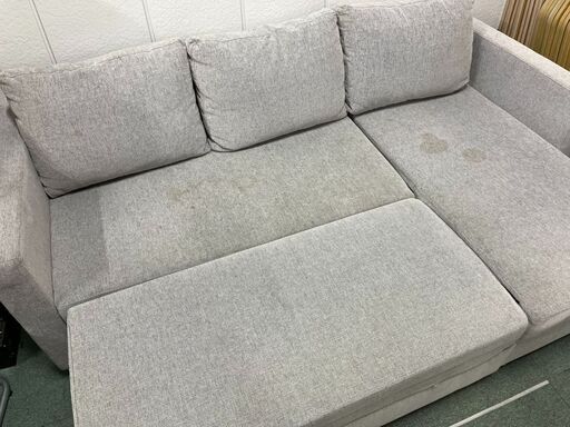NITORI ニトリ ノアーク 3人掛 カウチソファ トリプルソファ ファブリック グレー 収納付 幅220cm×奥行140cm×高さ